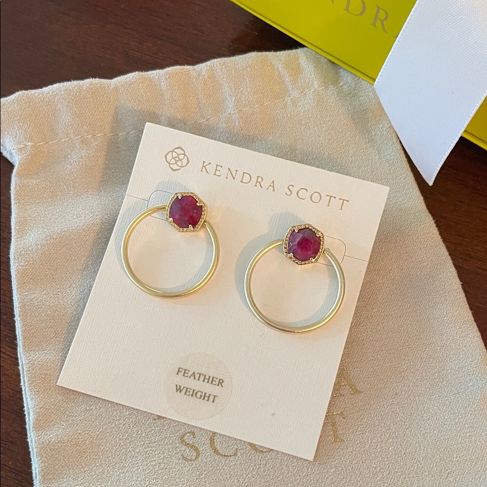 Kendra Scott Davie Hoop Earring Gold Raspberry Labradorite